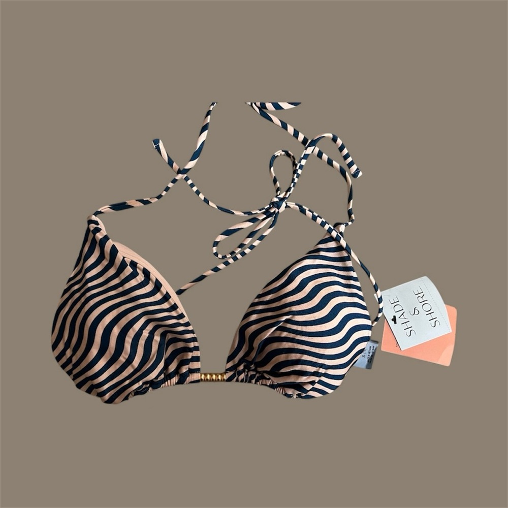 Shade & Shore Navy and Beige Bikini Top